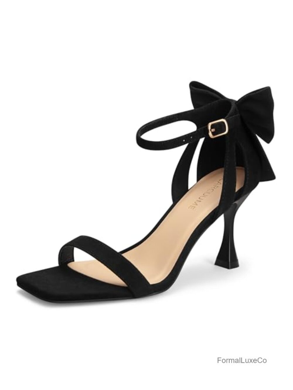 Square Toe Heels Bow Tie Ankle Strap Heel Sandals Open Toe Wedding Shoes